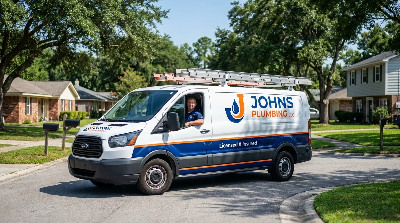 Johns Plumbing LLC service van in Santa Cruz, CA