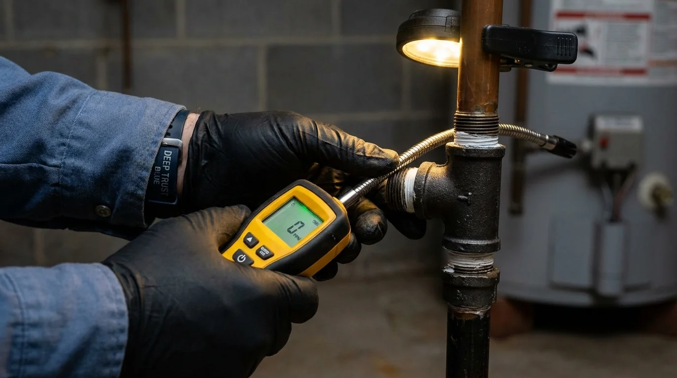 Gas leak detection with electronic sniffer by Johns Plumbing LLC in Santa Cruz