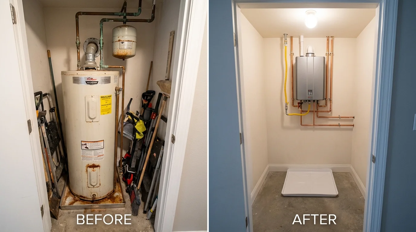 Tank water heater versus wall-mounted tankless unit comparison for Santa Cruz, CA homeowners