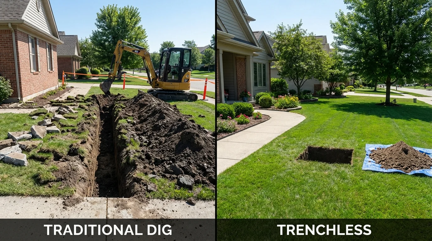 Trenchless sewer repair with minimal yard damage versus traditional excavation in Santa Cruz, CA